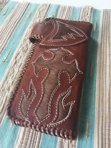 [새상품] 바이커즈 지갑 소가죽&송치 크로스 웨스턴 2단 접이식 지갑