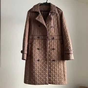 도쿄 스타일 브라운 퀼팅 롱 코트