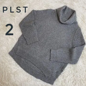 새상품급 PLST 플라스테 모헤어 터틀 니트 사이드 슬릿 그레이 M