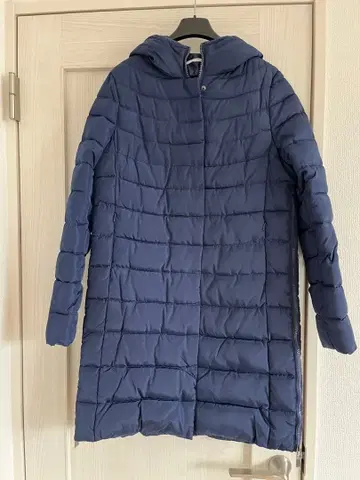 네이비 퀼팅 롱 코트