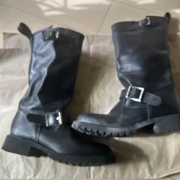 yosuke 요스케 엔지니어 부츠 블랙 천연 가죽 25cm 여성용 통굽