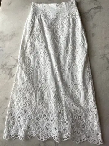 프레이 아이디 화이트 레이스 롱 스커트 001