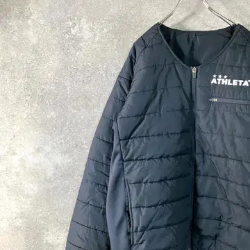 ATHLETA 패딩 자켓 긴팔 네이비 로고 프린트 집업