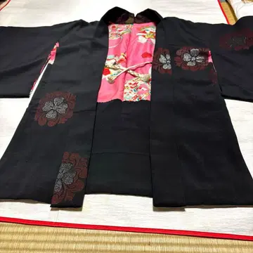 앤티크 레트로 문장 기모노 겉옷 고급 순수 실크 오메시