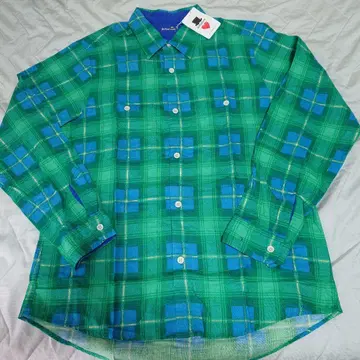 Bohemians 체크 무늬 플란넬 셔츠 L 사이즈 그린 블루