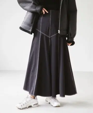 TODAYFUL 새틴 스티치 스커트 블랙 38