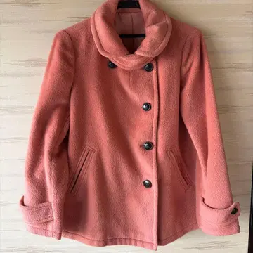 핑크 울 피 코트 더블 브레스트