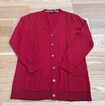 DAKS 레드 V넥 가디건 긴팔 40