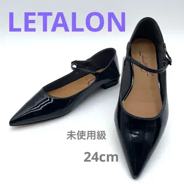 미사용 탈론 멜리 제인 스틸레토 블랙 에나멜 24cm 새상품급