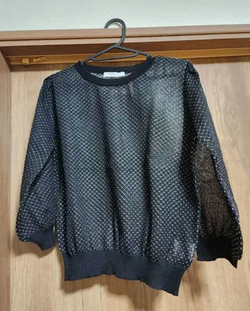 하자품 야마다야 FENNEL 도트 시어 탑 블랙