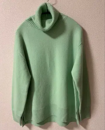 미사용 PLST 울 100% 민트 그린 오프 터틀 스웨터