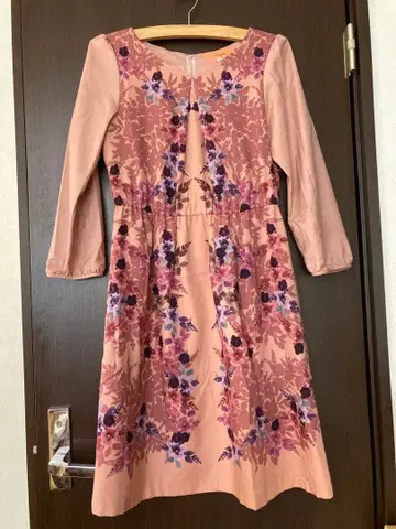 sunauna 꽃무늬 긴팔 핑크 원피스 40