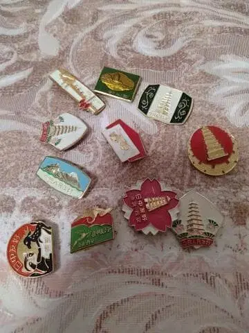 1974년대 오래된! 중국 우호 핀 배지. 11개 일괄!