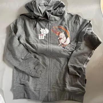 금석 자수 여우 디자인 후드 부착 후드티 XL