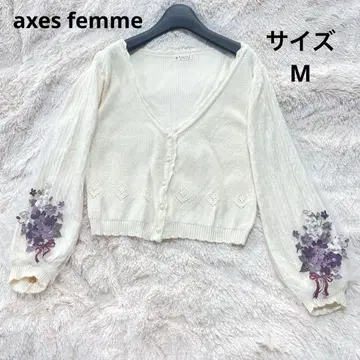 axes femme 아이보리 꽃무늬 자수 가디건