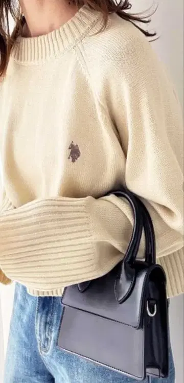 M 사이즈 U.S. POLO ASSN. 보더 숏 기장 니트