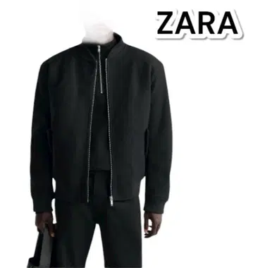 [ ZARA ] 대비 봄버 자켓 M 블랙 남성용