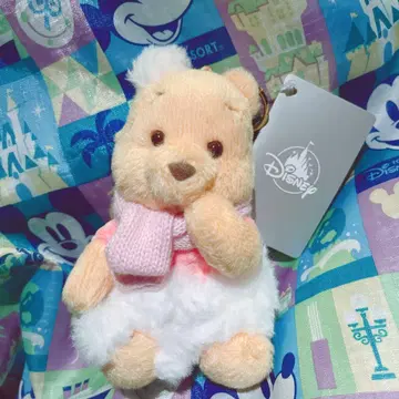 디즈니 스토어 곰돌이 푸 봉제 인형 키링 WHITE POOH
