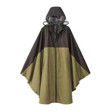 여성용 레인 판초 우비 카파 레인코트 카키 x 블랙 초특가