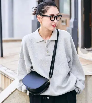 릴랙스 핏 긴팔 피케 셔츠 그레이 크림