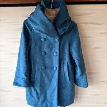 hyphen world gallery 후드 부착 코트 파랑