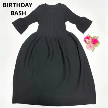 미 실루엣 778 BIRTHDAY BASH 리브 절개 니트 원피스 블랙