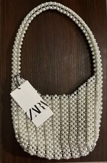 (택 포함 새상품) ZARA 모조 진주 비즈 버킷 백