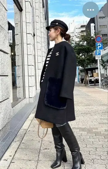 bluelea 블루레아 퍼 포켓 코트