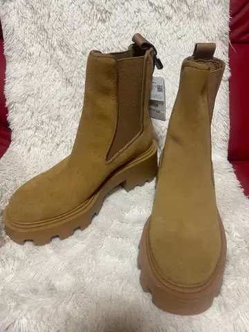 ZARA 부츠 37 (24cm) 베이지 앵클부츠 가죽