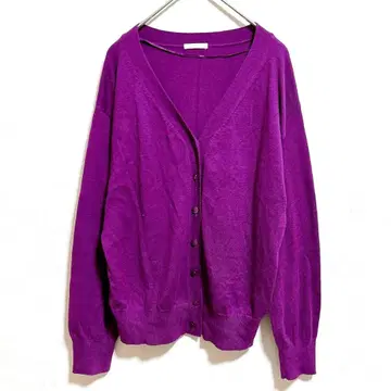 지유 가디건 니트 면 혼방 보라색 S 사이즈 상의 겉옷 긴팔