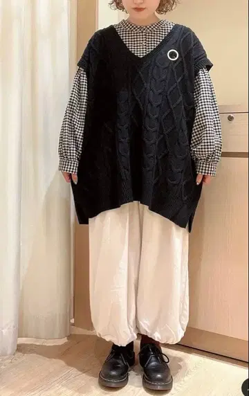 사만사 모스모스 sm2 앞뒤 착용 통통 소매 깅엄 체크 프론트 오픈 튜닉