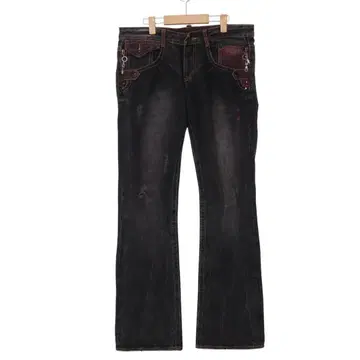 시맨틱 디자인 블랙 부츠컷 데님