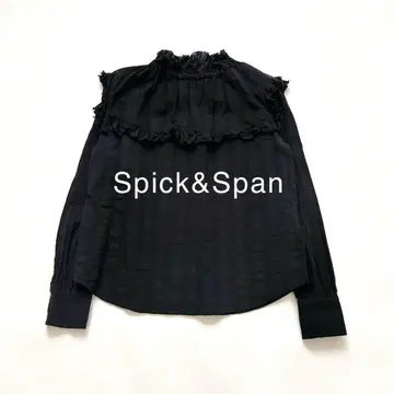 Spick&Span 코튼 프릴 블라우스 블랙