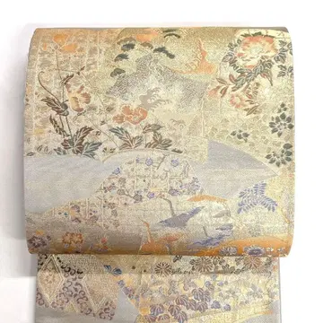 기모노 책자 문양 학 물결 꽃 무늬 마름모 격자 모란 국화 오비 038k