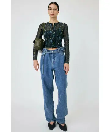 MOUSSY 마우지 OVER WAIST 루즈 스트레이트 데님