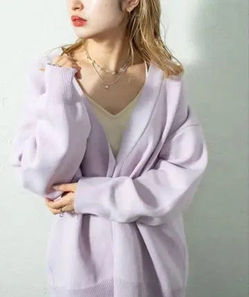 mystic 미스틱 프리 루즈핏 V넥 가디건 핑크