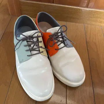 가죽 컬러 블록 레이스업 슈즈