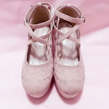 LIZLISA 로즈 자수 크로스 리본 펌프스 리즈리사