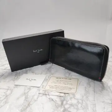 Paul Smith 블랙 가죽 라운드 지퍼 장지갑