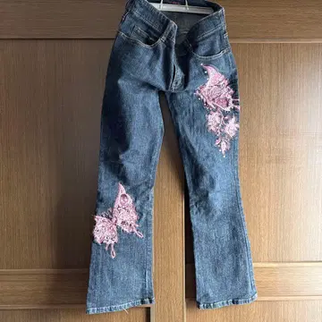 algonquins 아르곤  스컬 자수 다크 블루 데님 팬츠