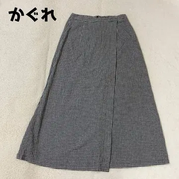 카구레 코튼 린넨 깅엄 체크 스커트 블랙 화이트