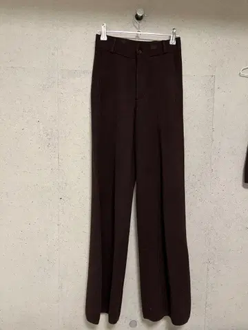 다크 브라운 하이웨스트 와이드 팬츠
