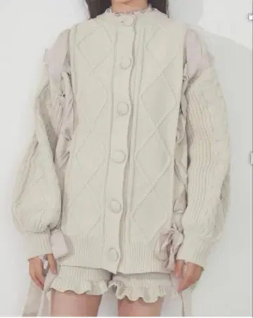 Merry Jenny 리본 가디건 베이지 아이보리