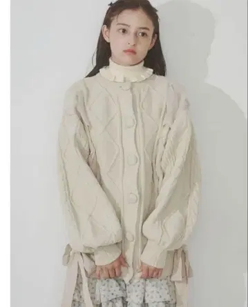 Merry Jenny 리본 가디건 베이지 아이보리