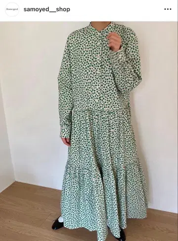 새상품급 samoyed 사모예드 미니 꽃무늬 롱 원피스
