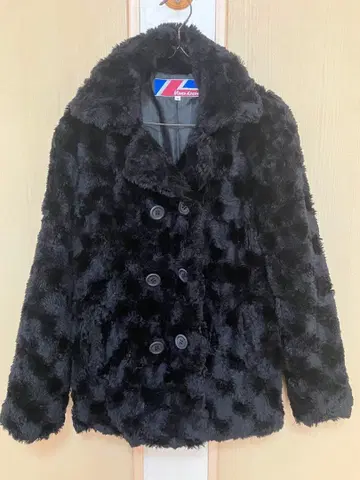 블루 드레스 인조 모피 자켓