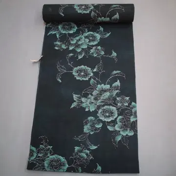 M1111-6 새상품 보관품 폴리에스테르 여름 명주 코몬 옷감 블랙 당화