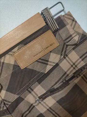 고품질 EDWIN503K 오버 사이즈 Unisex 체크 브라운 W88