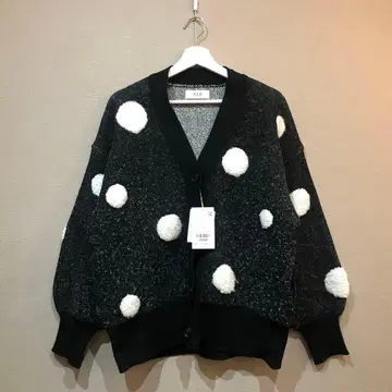 택 포함 ADAM ET ROPE' 루프 자카드 도트 니트 가디건