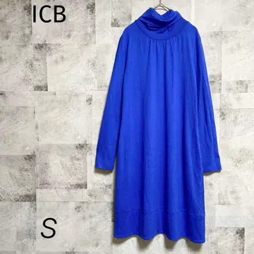 ICB [ S ] 원피스 긴팔 터틀넥 블루 개더 온워드 카시야마
